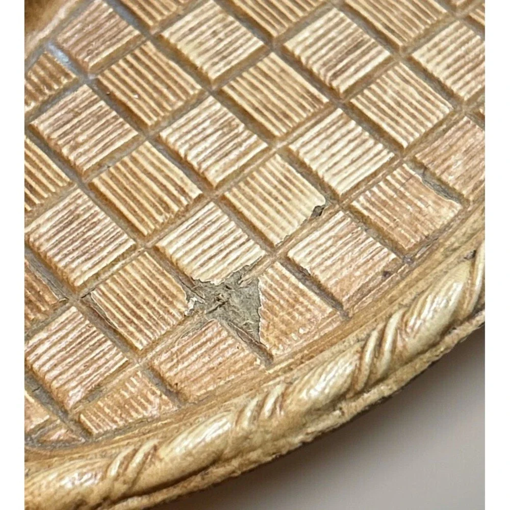 Vintage Multi Products Inc 1947 Syroco Style Trinkets Tray Tassel Rope Tan